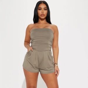 Fashion Nova Olive Anchors Away Romper NWT
